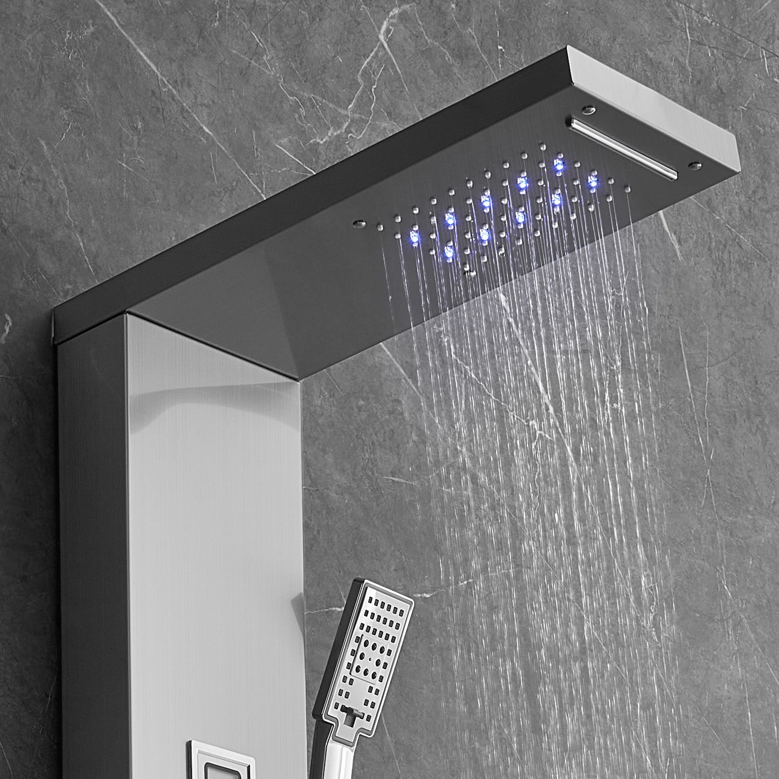 Shower Panel System With Rainfall Waterfall And Massage Jets_voghion.com